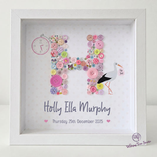 Button letter frame for new baby girl Ireland