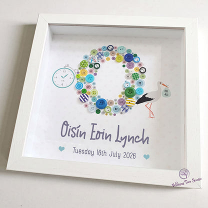 Button letter frame for new baby boy Ireland