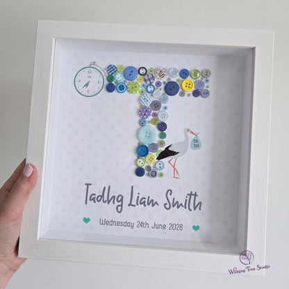 Button letter frame for new baby Ireland