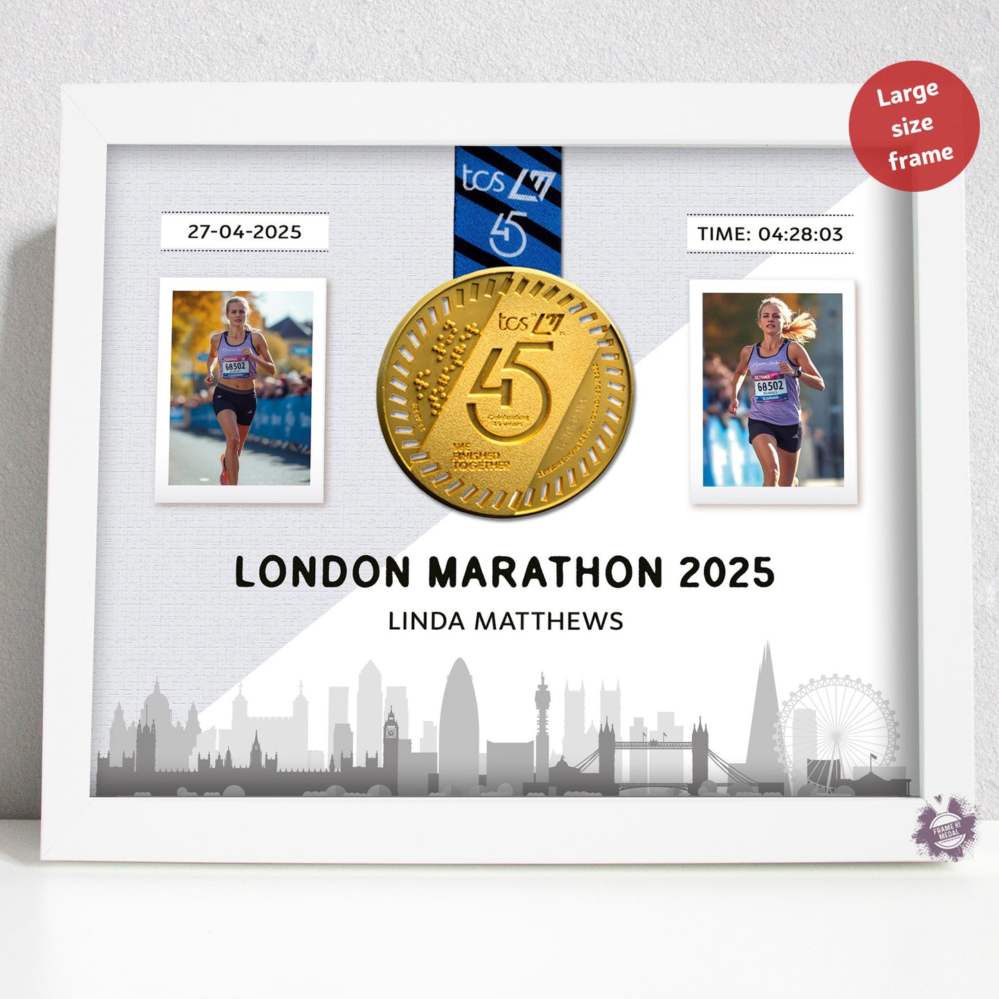 London Marathon medal frame - large size