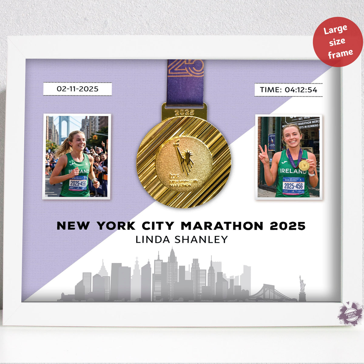 New York City Marathon medal frame, large size, 2025