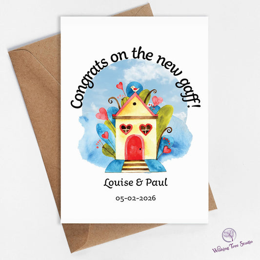 'Congrats on the new gaff' new home card