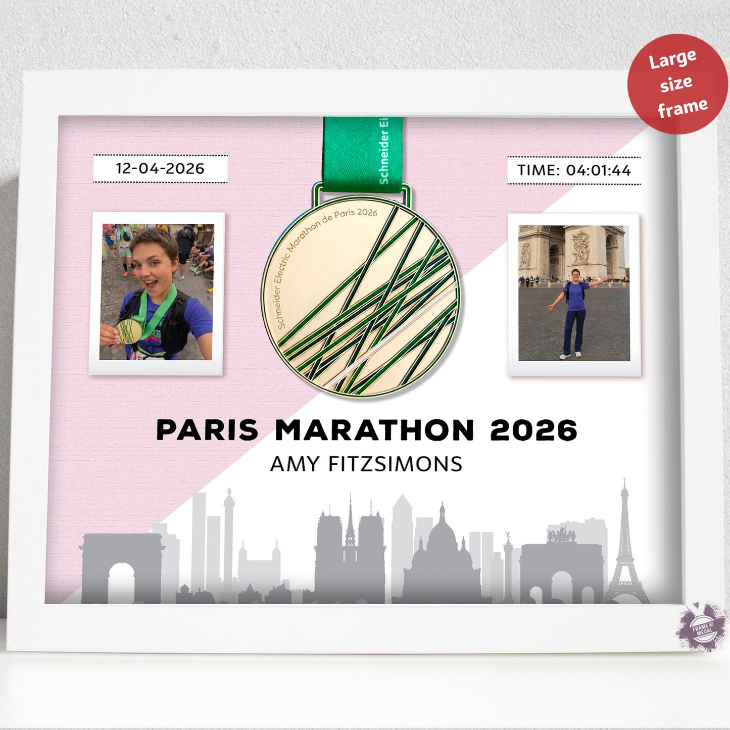 Paris Marathon medal frame 2026 large size