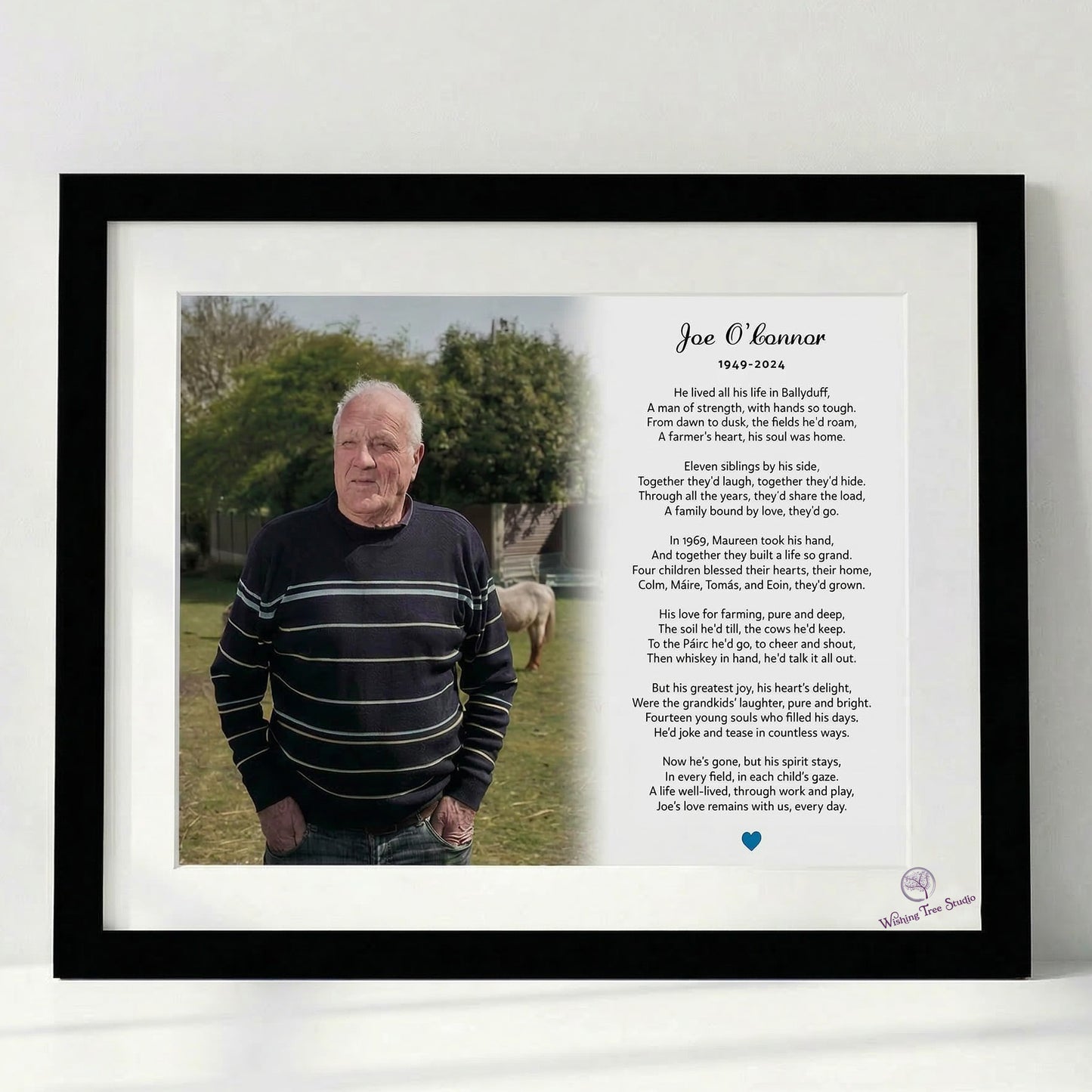 Framed photo and poem side by side