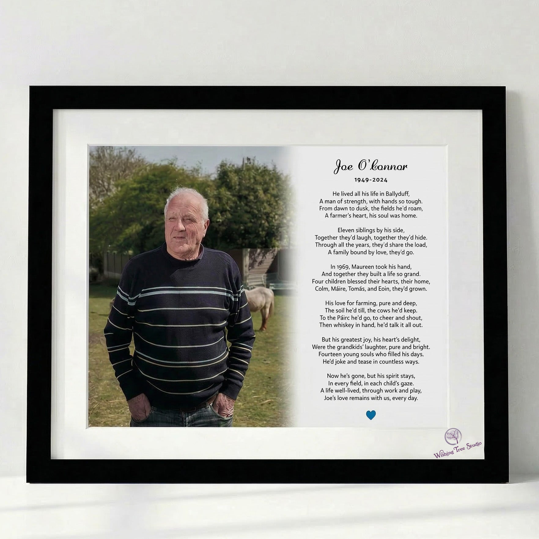 Framed photo and poem side by side