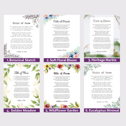 Frame a poem - 6 elegant backgrounds to choose from