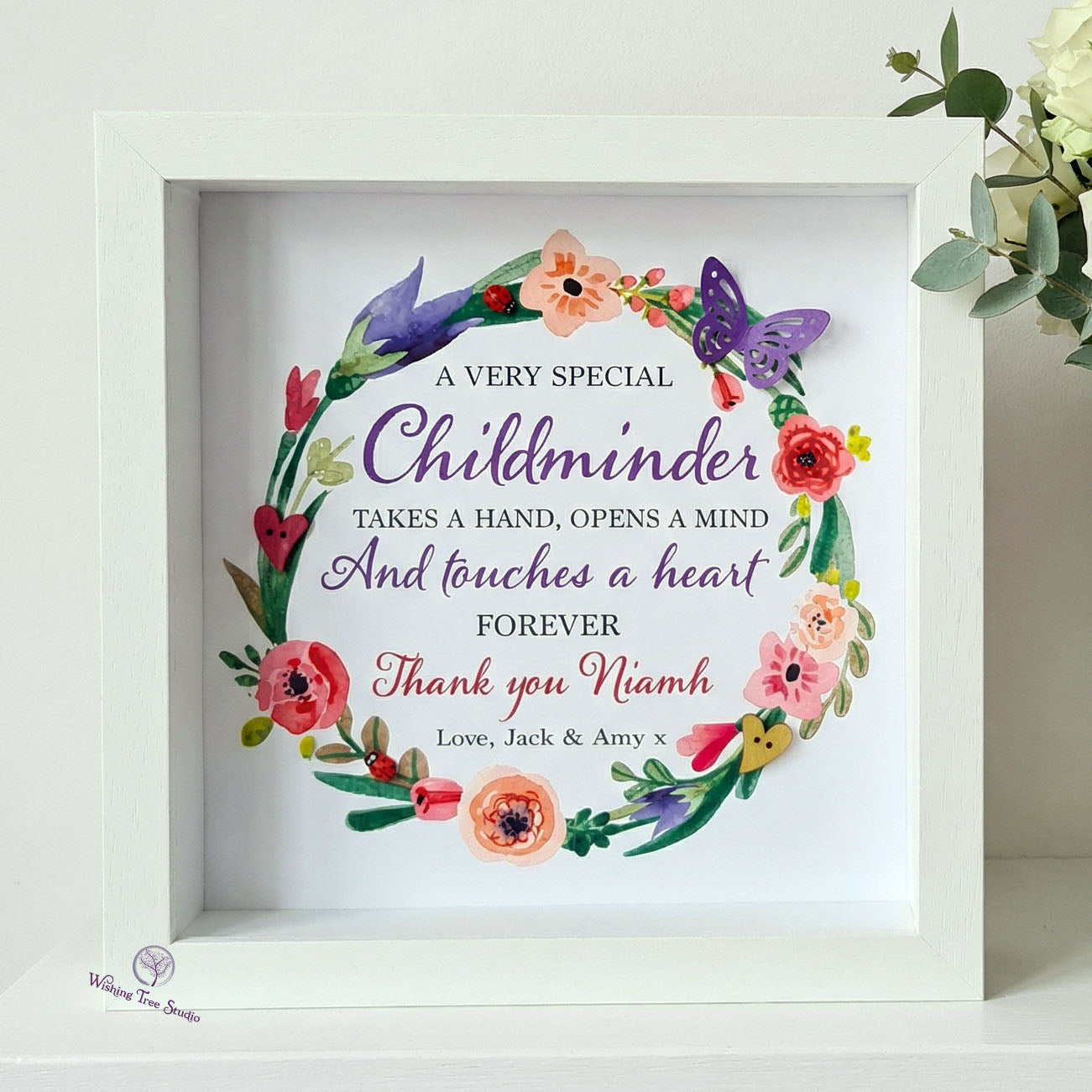 Childminder Floral Wreath frame – Wishing Tree Studio