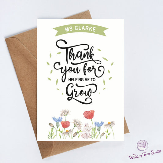 Thank you Teacher card