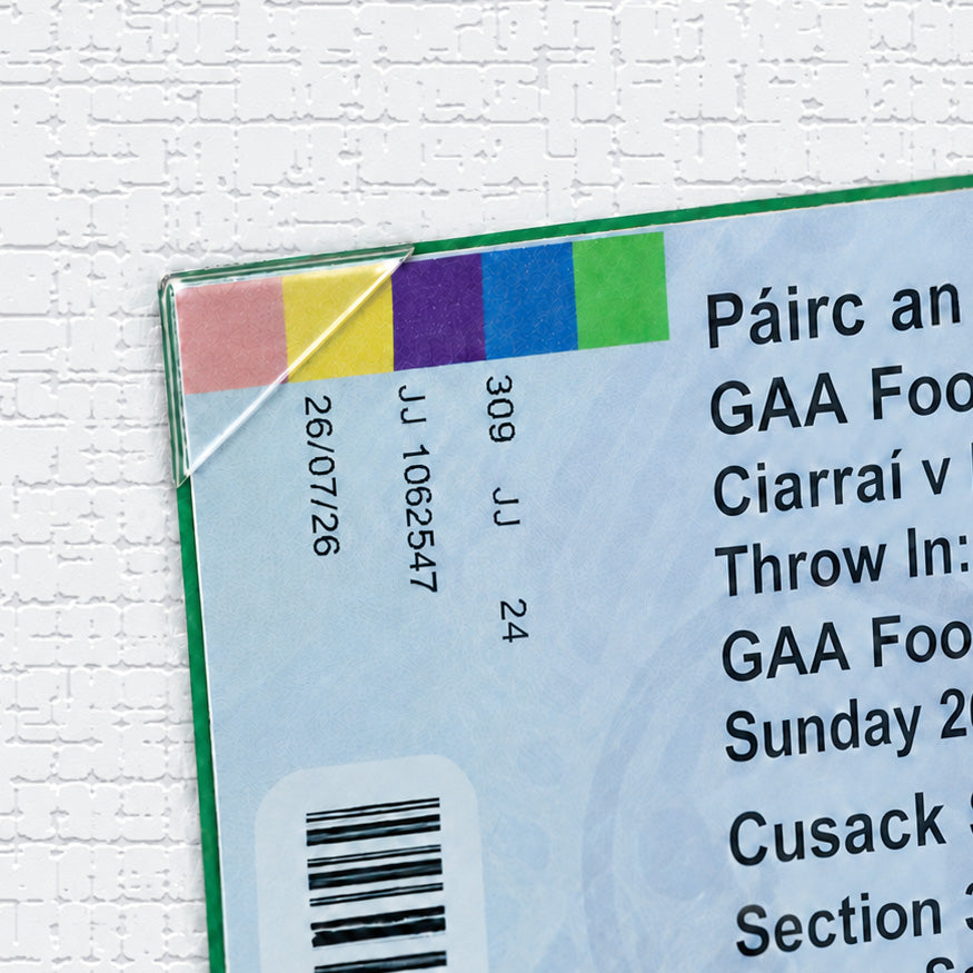 Close up shot showing ticket mounting corners