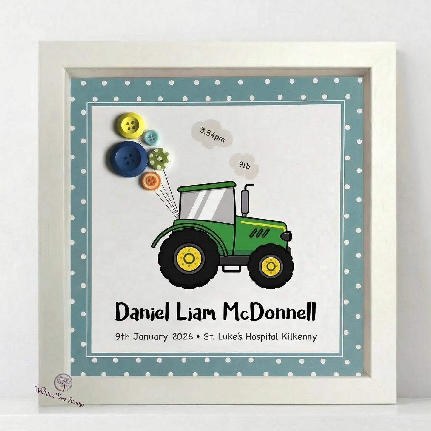 John Deere tractor frame for new baby