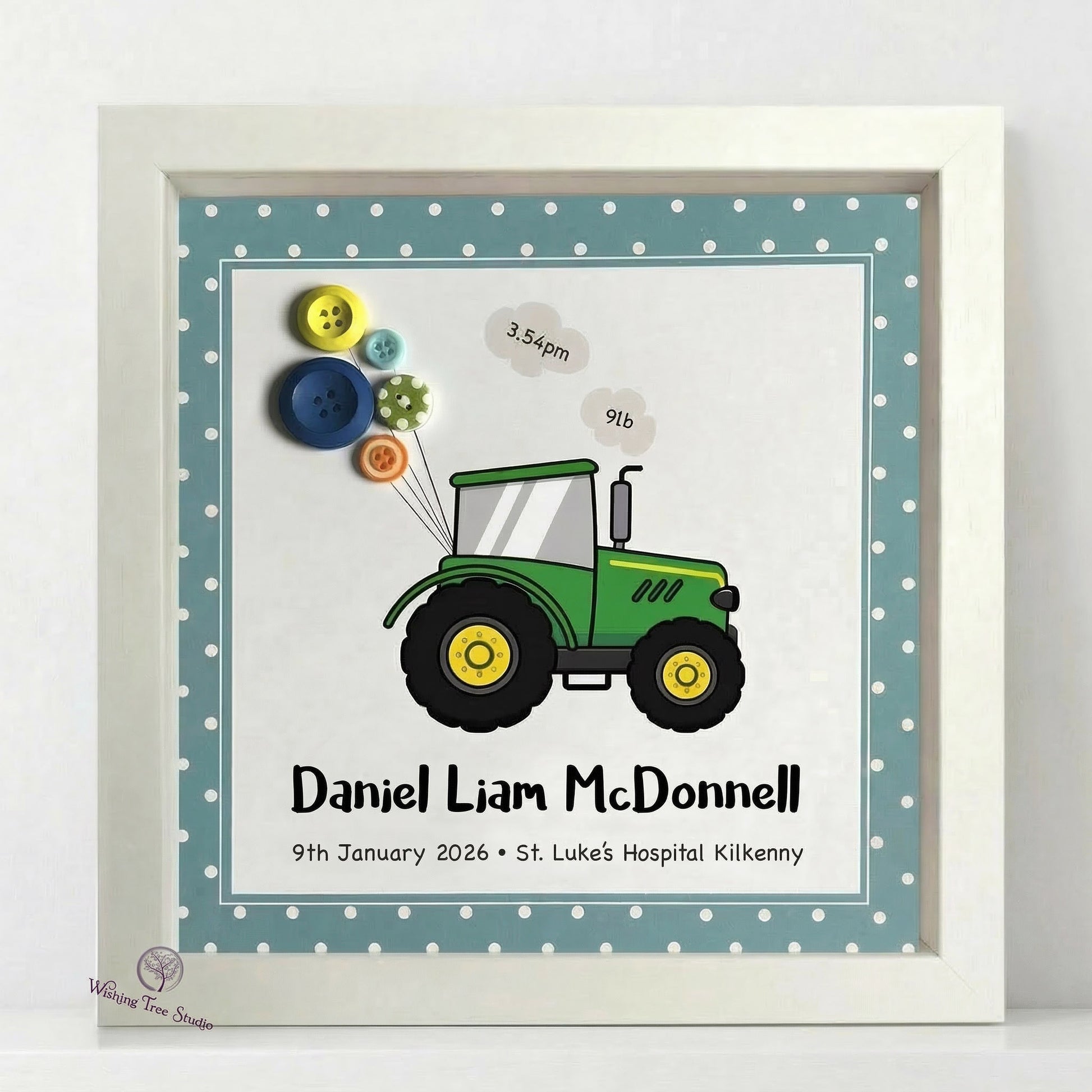 John Deere tractor frame for new baby