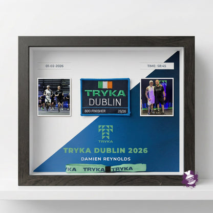 Personalised Tryka patch display frame in black, handmade in Ireland