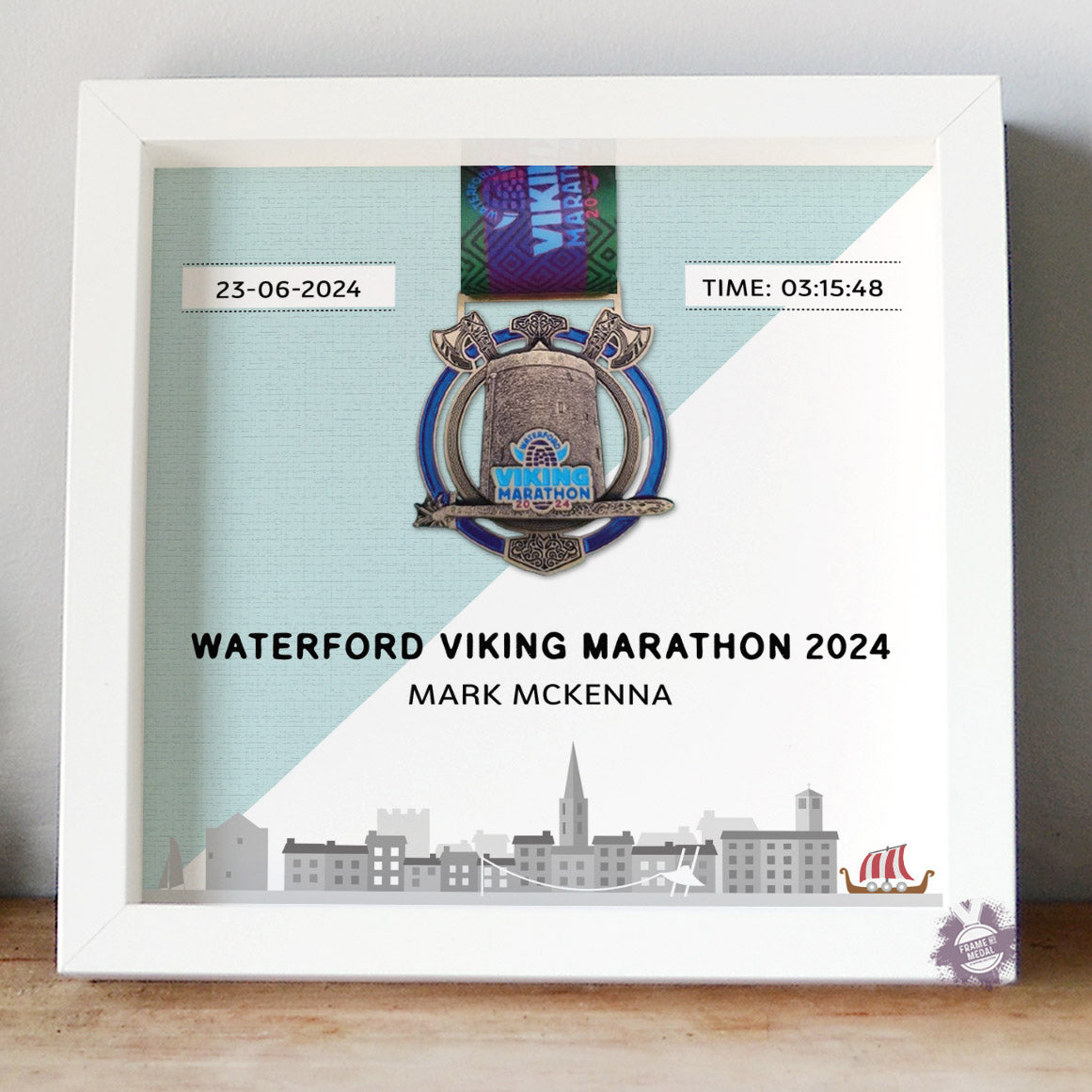 Waterford Viking Marathon medal frame