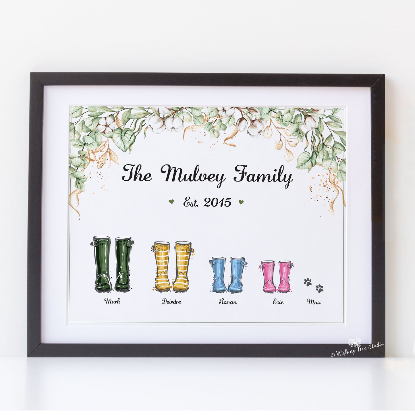Well boot family print, welly boot frame for family