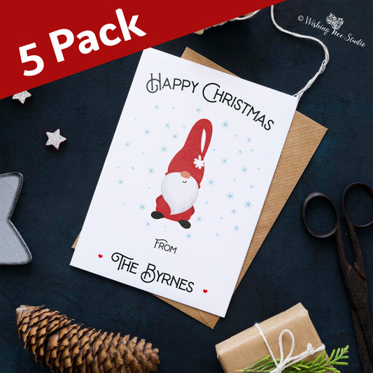 Multipack of personalised Christmas cards, Santa design