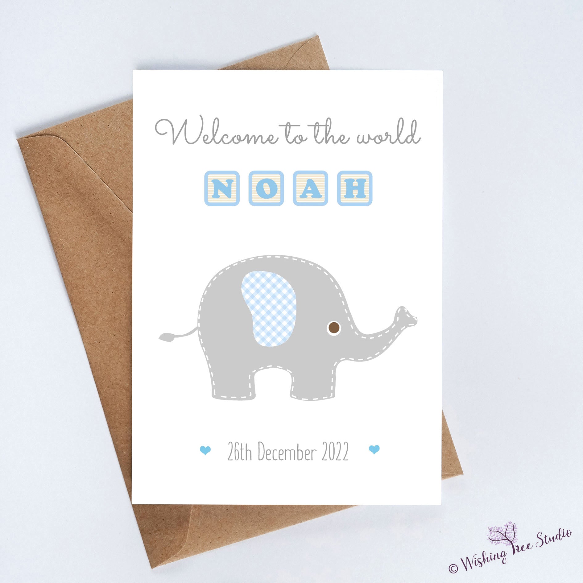 Baby boy elephant card