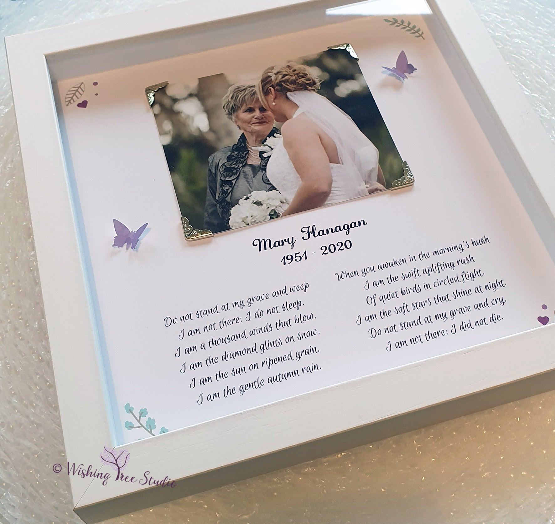 Bereavement photo and poem frame