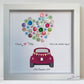 Vintage car with buttons and bunting wedding frame