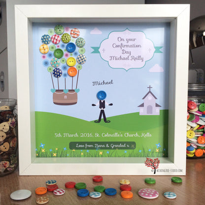 Personalised confirmation button frame - balloon