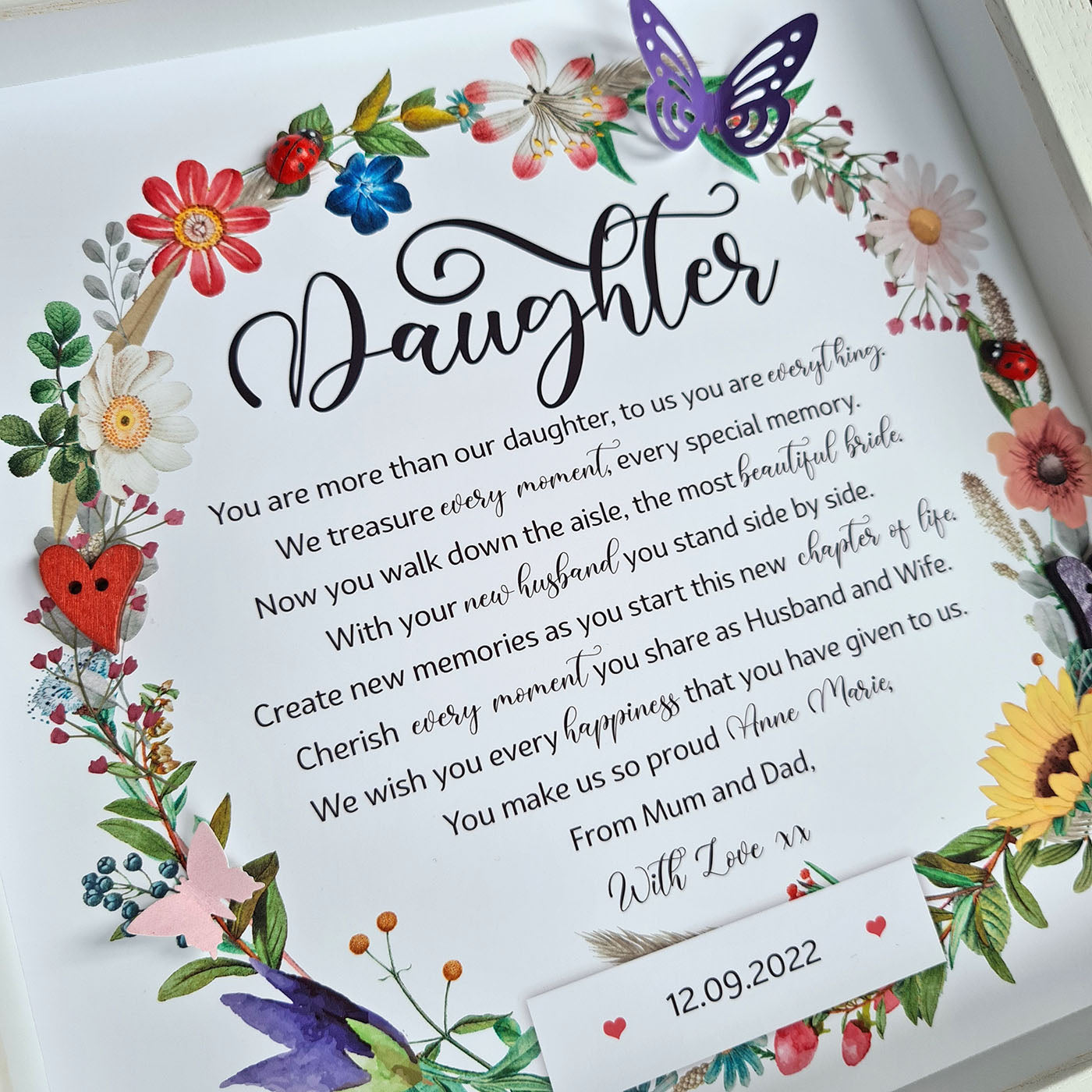 'Daughter on your Wedding Day' frame