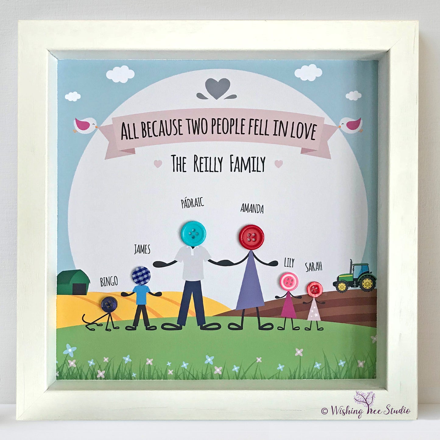 Farming Family button head frame. Gift for farming family