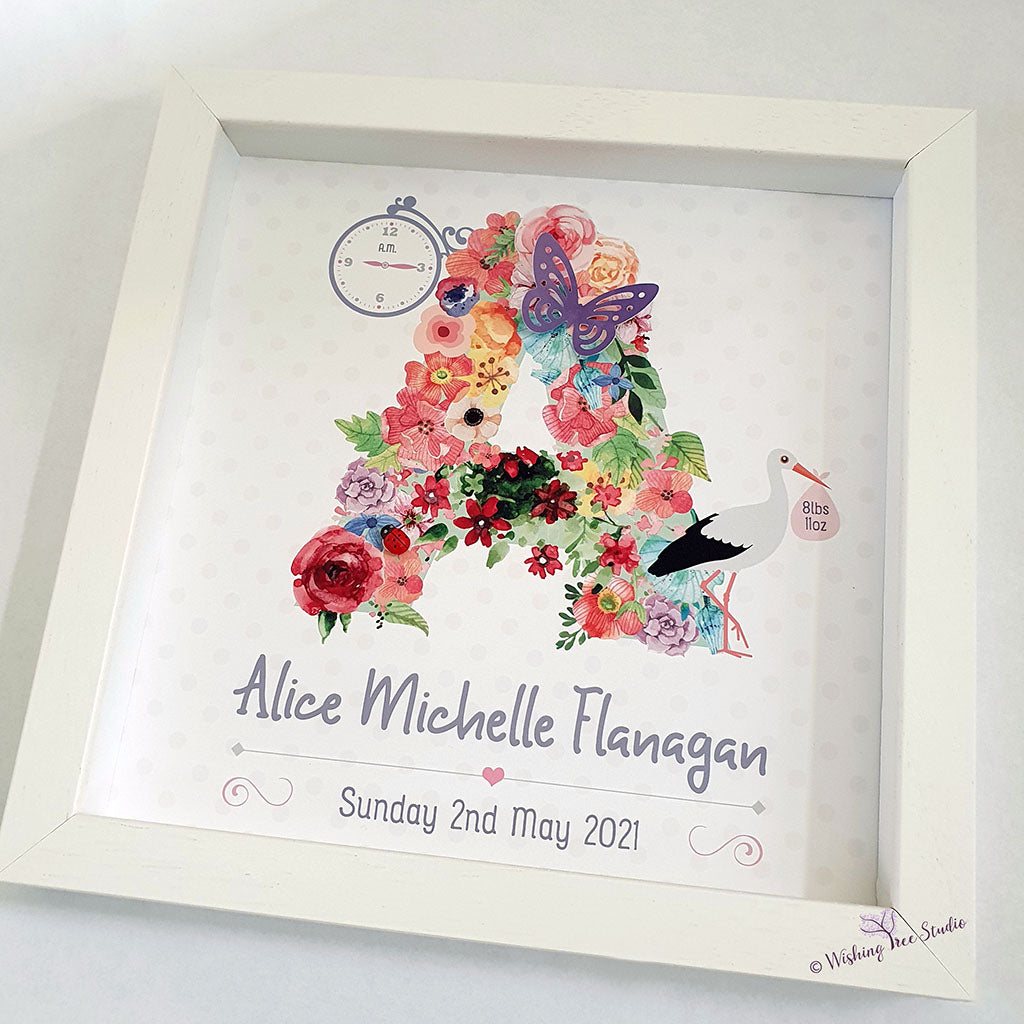 FLORAL LETTER BABY FRAME