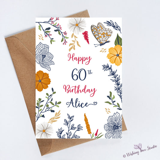 Greeting card - Happy Birthday Floral Age card (personalised)