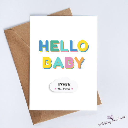 Hello baby greeting card for new baby