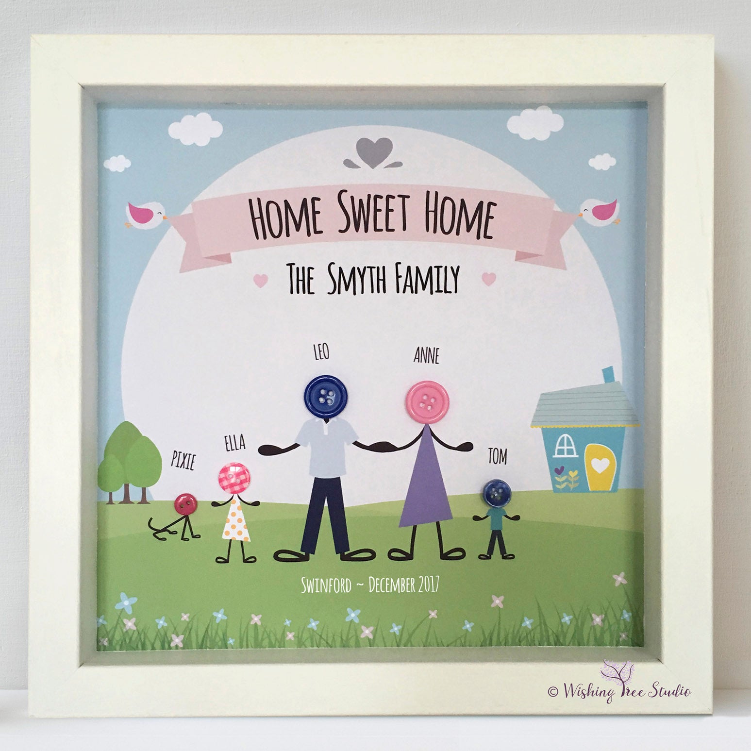 Button family frame, new Home gift Ireland. Home Sweet Home frame ...