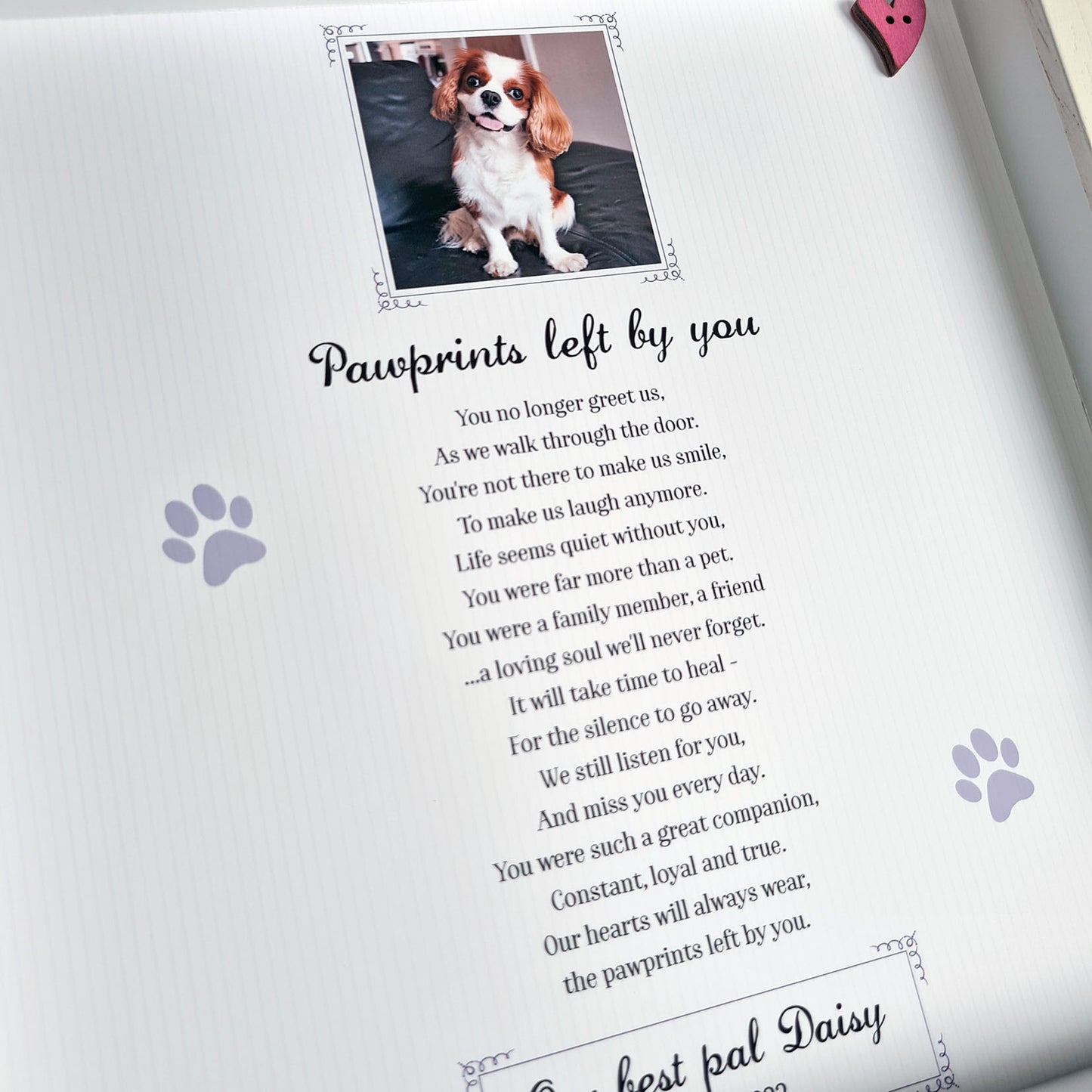 Pet memorial photo frame