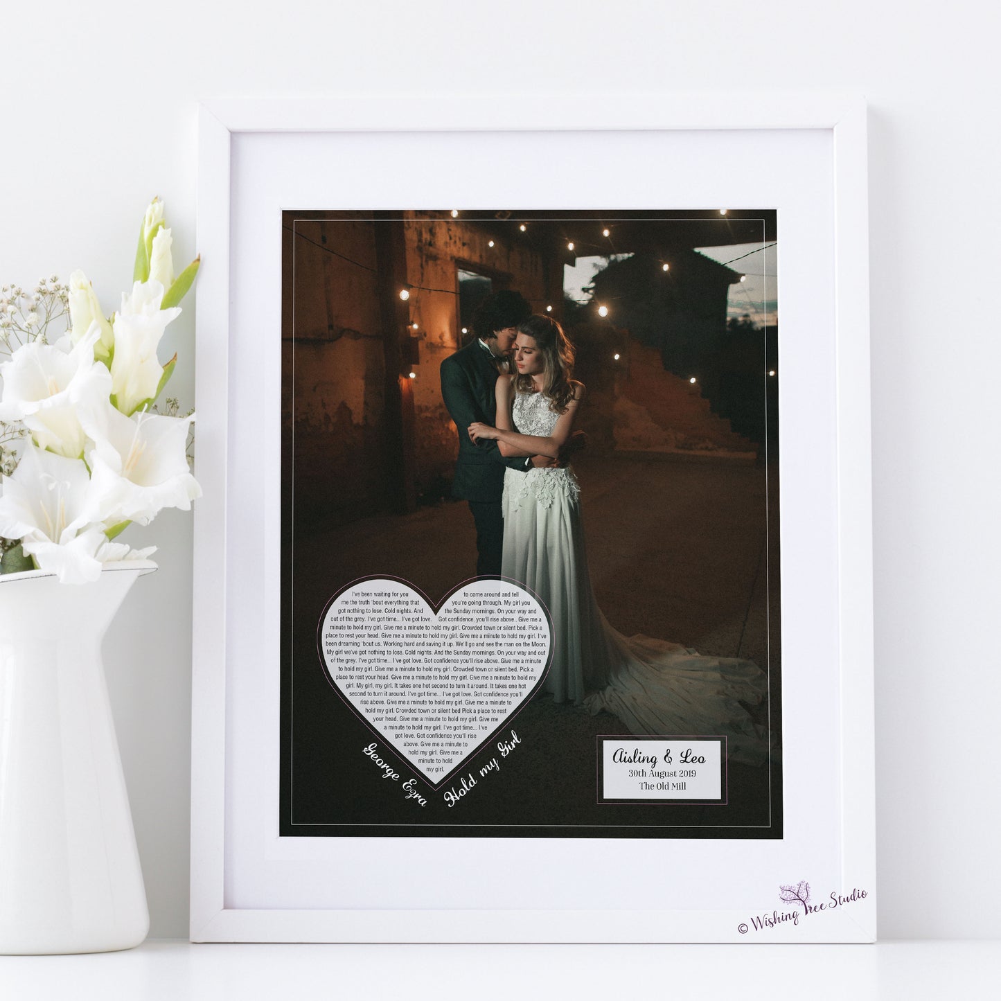 Wedding photo with song lyrics, first dance lyrics