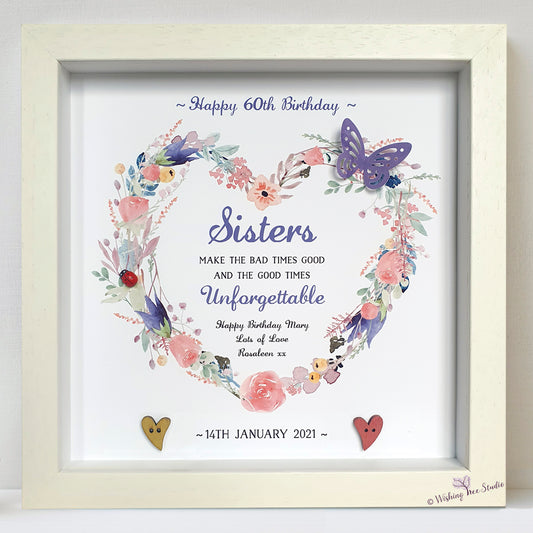 Sisters Floral Heart frame