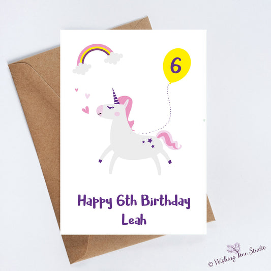 Greeting card - Unicorn Birthday Card (personalised)