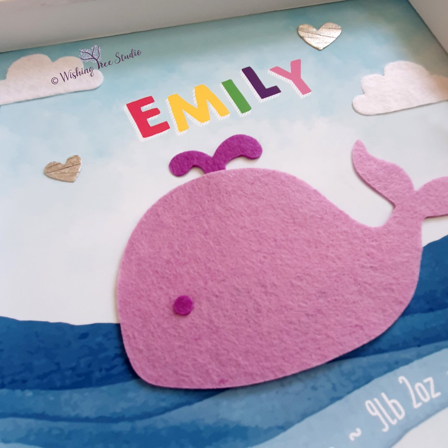 Felt whale baby frame