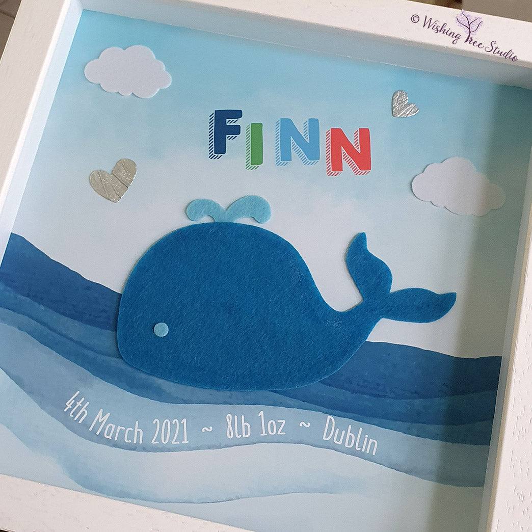 Felt whale baby frame