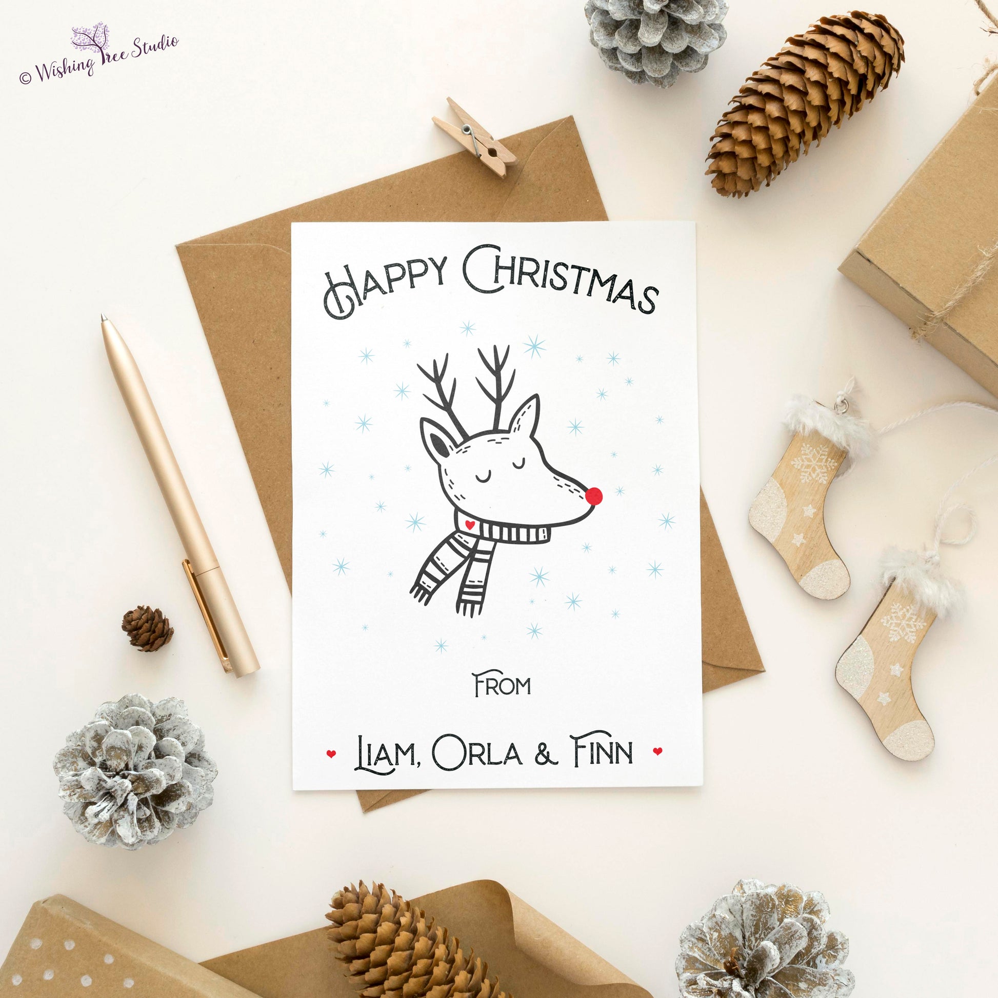 Personalised Christmas Card - deer design