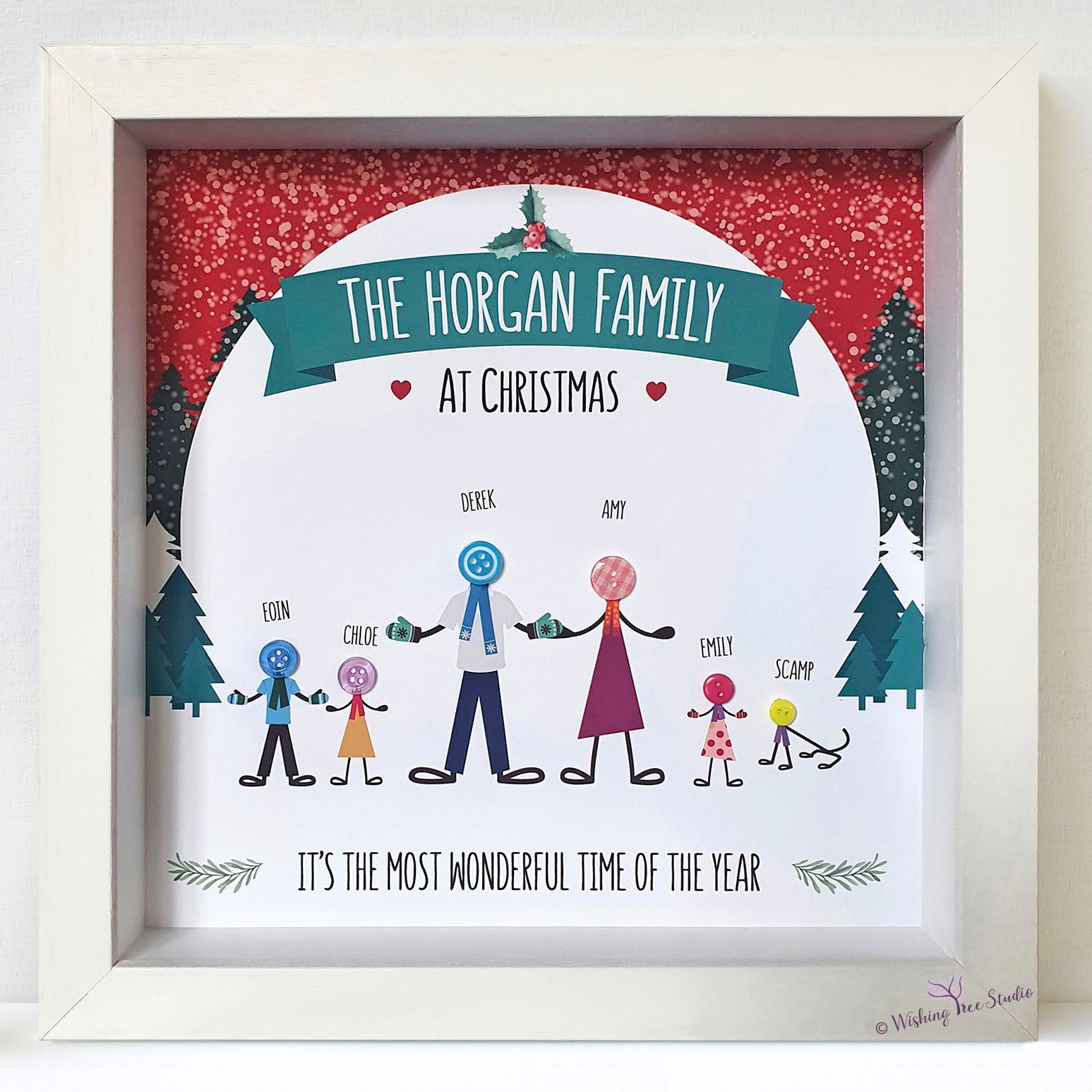 Family Christmas button frame